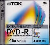 TDK DVD-R Imprimable (Extra Fine Matt) 4,7GB 16x (Siehe Info unten) 