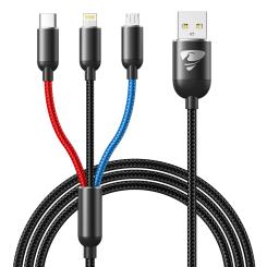 Ladekabel: The High Quality Multi USB Kabel, 3 In1 Universal Ladekabel 1.2M Schnell USB Ladekabel Mehrfach Mit Micro USB Typ C Lightning Kabel Für iPhone, Android Galaxy, Huawei,Oneplus,Sony, Oneplus, LG, HTC Für Handys And Tablets 
