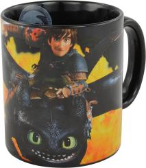 Porzellan-Tasse: Dreamworks Dragons Ohnezahn / Hicks Flammen Motiv Tasse (Rarität) 