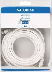 Valueline: Antennenkabel - Für TV od. Sat-Receiver Zu  Anschlussdose) (10 Meter / Weiss) 