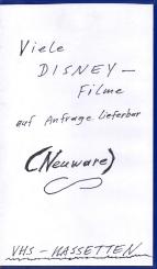DISNEY - VHS - Spielfilme (NEU) (Wir bitten um Titelanfragen) (Siehe Info unten) 