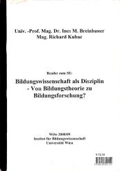 Bildungswissenschaft Als Disziplin - Von Bildungstheorien Zu Bildungsforschung ? (Siehe Info unten) 