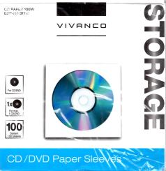 Vivanco - 100 Stück CD/DVD Papierhüllen 